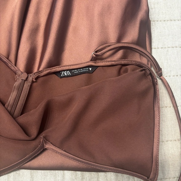 Zara Copper Satin Dress. Size XS. - Picture 11 of 11